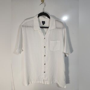J Crew Mens White Short Sleeve Button-Up Shirt, Size XL